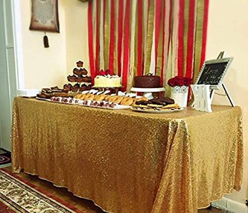 BalsaCircle TRLYC Sequin Rectangular Christmas Tablecloth 90-Inch by 132-Inch for Wedding